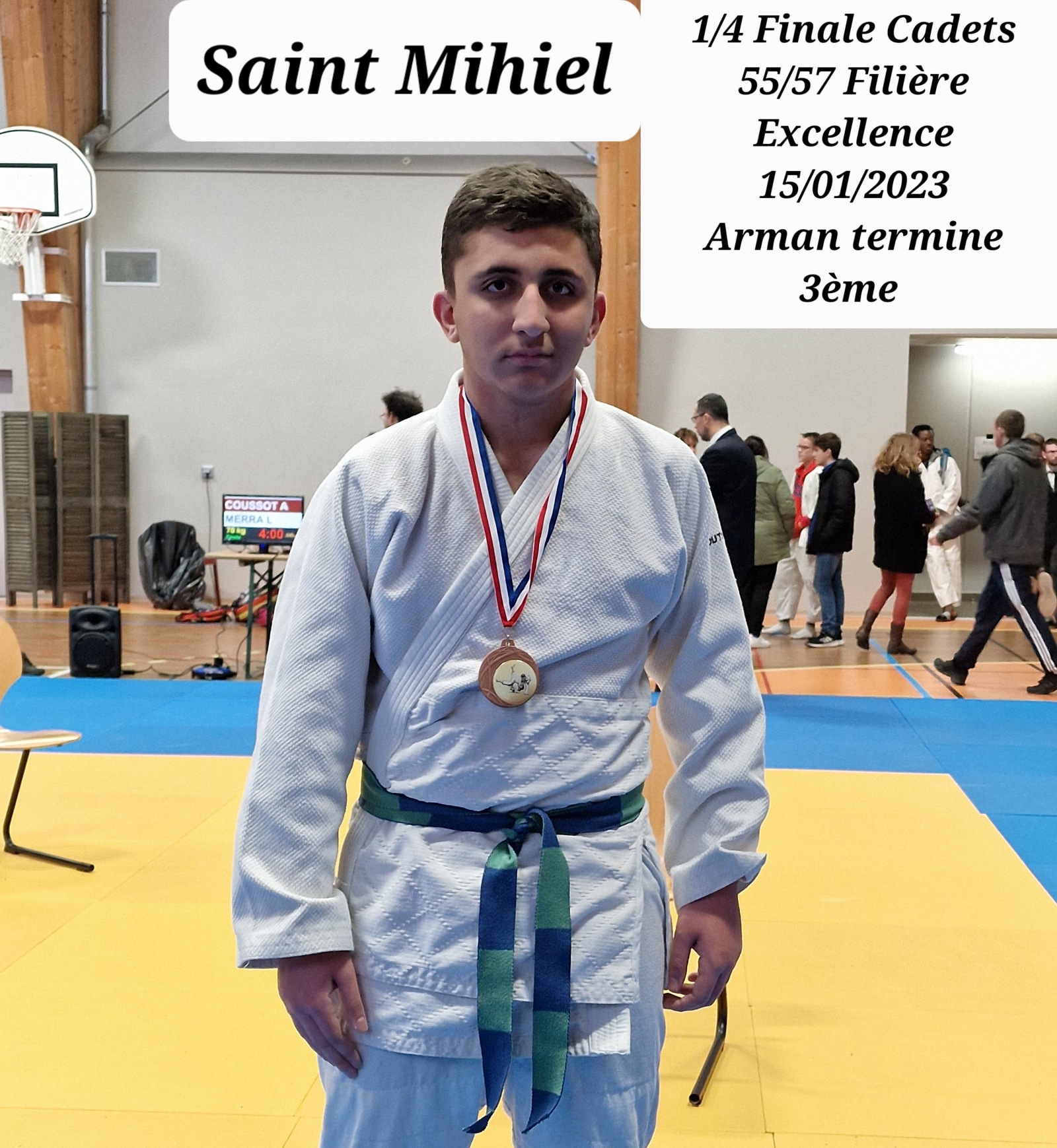 15/01/2023 SAINT MIHIEL 1/4 Finale Cadets 55/57, Filière Excellence Arman 3ème